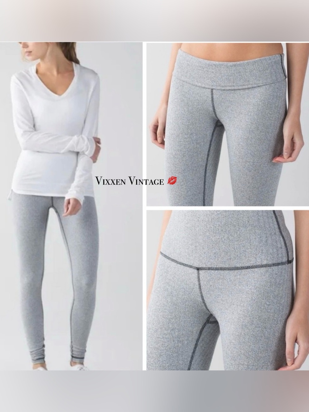 VINTAGE Y2K LULULEMON ‘WUNDER UNDER ROLL DOWN WINTER TIGHT 29”’ IN HERRINGBONE